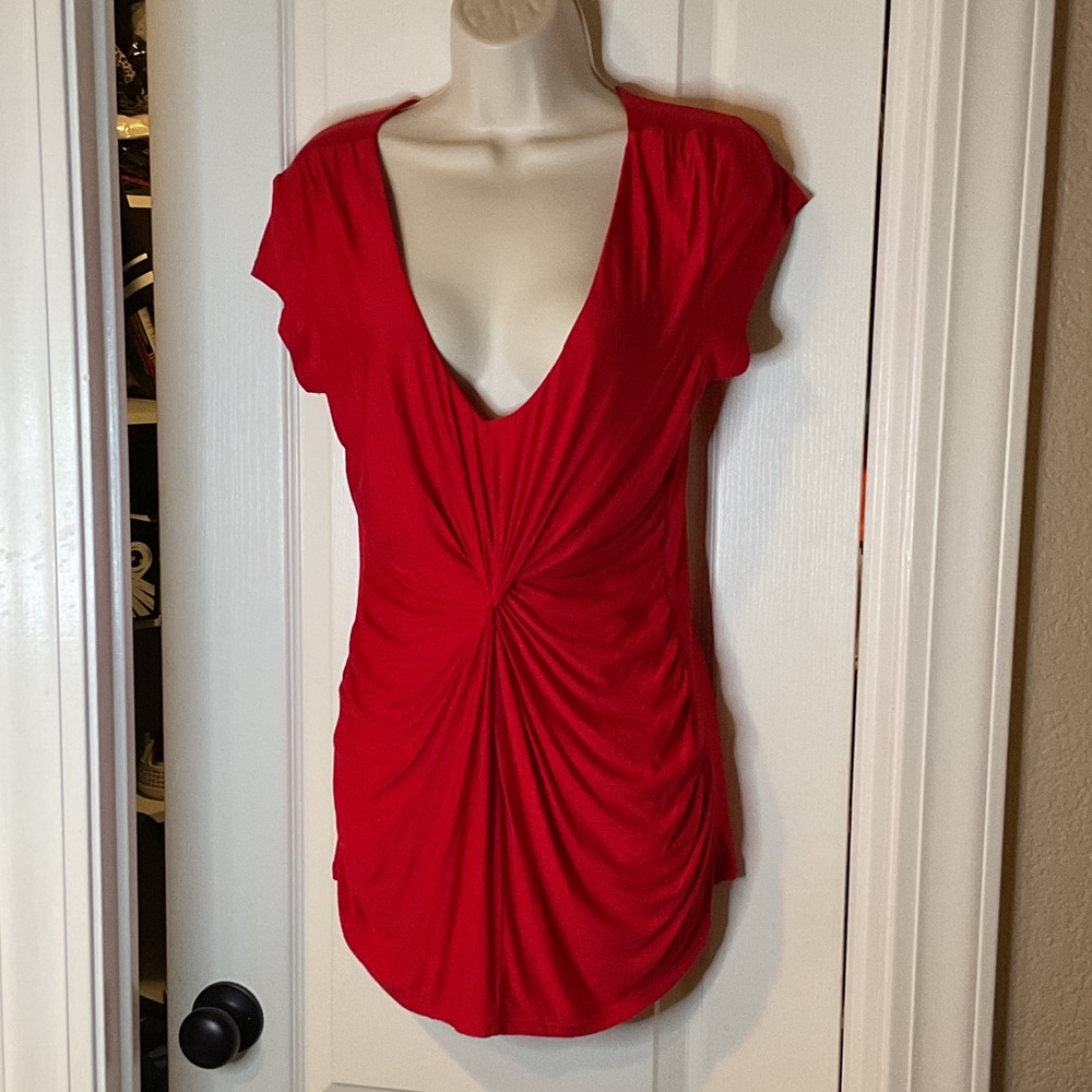 Candie's Vibrant Red Twist Front Blouse